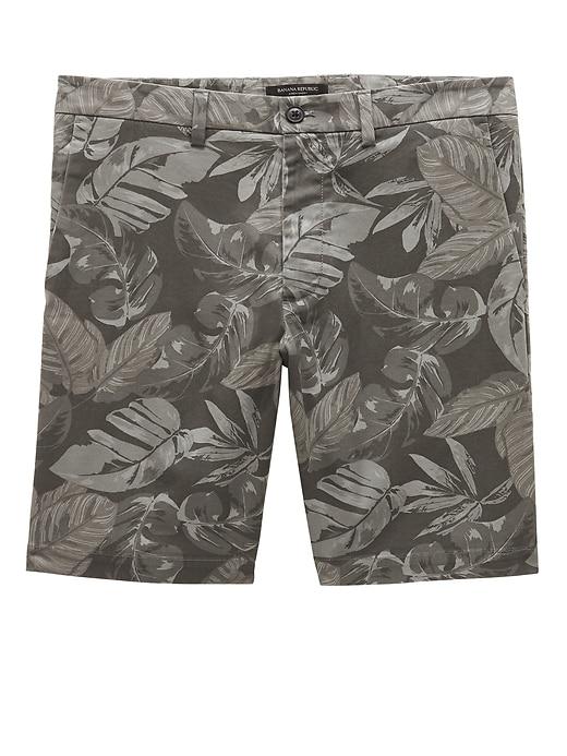 Banana Republic Mens 9 Stretch-cotton Aiden Slim Palm Print Short London Gray Size 31w