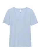 Banana Republic Womens Supima Cotton V-neck T-shirt Heather Light Blue Size L