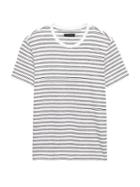 Banana Republic Mens Heritage Linen-cotton Stripe Crew-neck T-shirt White Size L