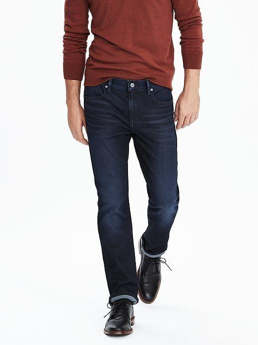 Banana Republic Mens Slim Dark Wash Japanese Traveler Jean Indigo Size 32w