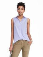 Banana Republic Womens Riley Fit Sleeveless Shirt Size 0 - Light Blue