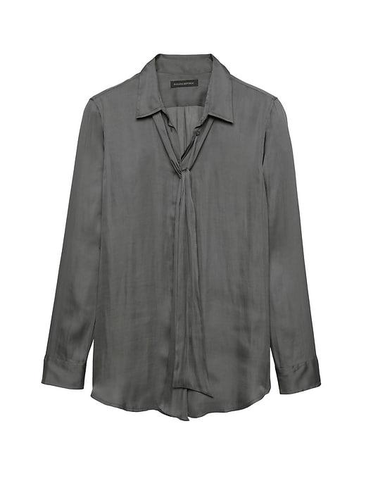 Banana Republic Womens Dillon Classic-fit Soft Shirt With Removable Tie Urban Gray Size Xl