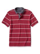 Banana Republic Mens Stripe Pique Polo Size L Tall - Red Heather
