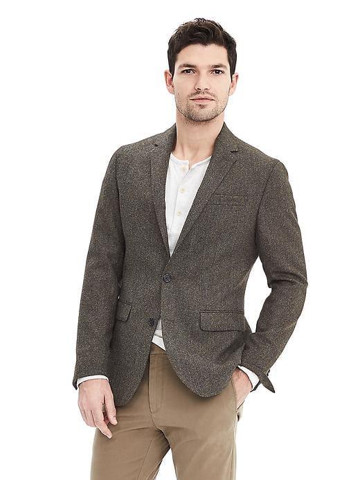 Banana Republic Mens Slim Olive Wool Sport Coat - Olive Moss