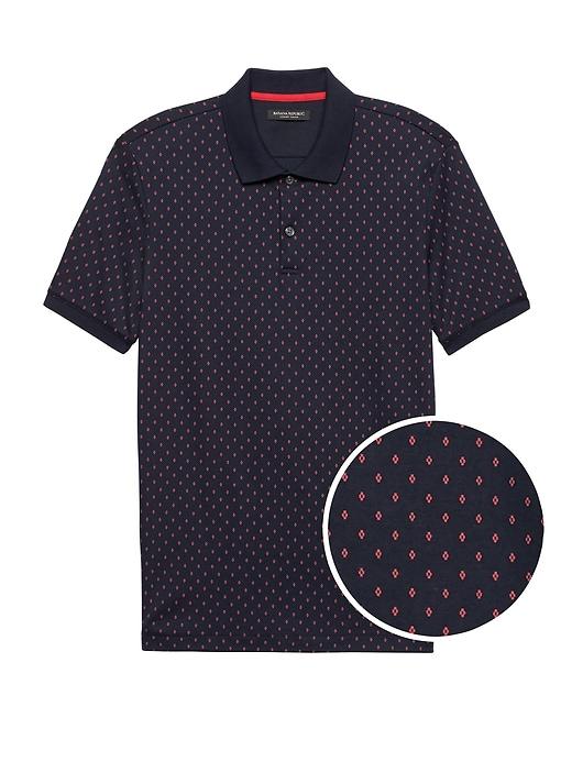 Banana Republic Mens Luxury-touch Print Polo Shirt Navy Size Xxs