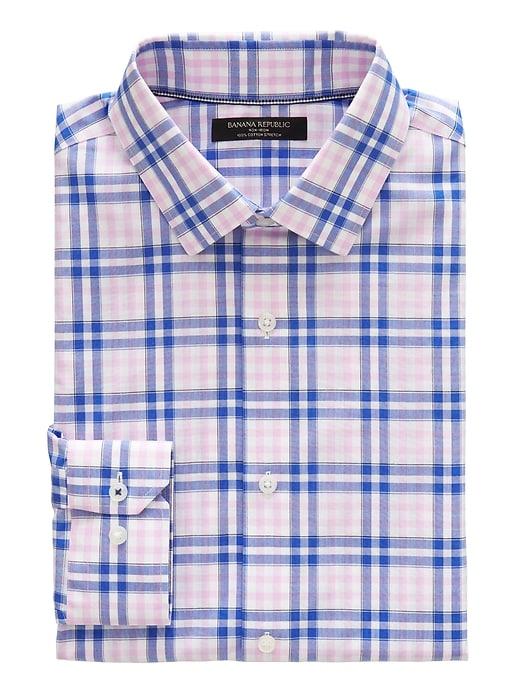 Banana Republic Mens Camden Standard-fit Non-iron Check Shirt Fresco Pink Size Xxs
