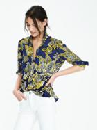 Banana Republic Womens Floral Print Blouse Size L Tall - Blue Multi