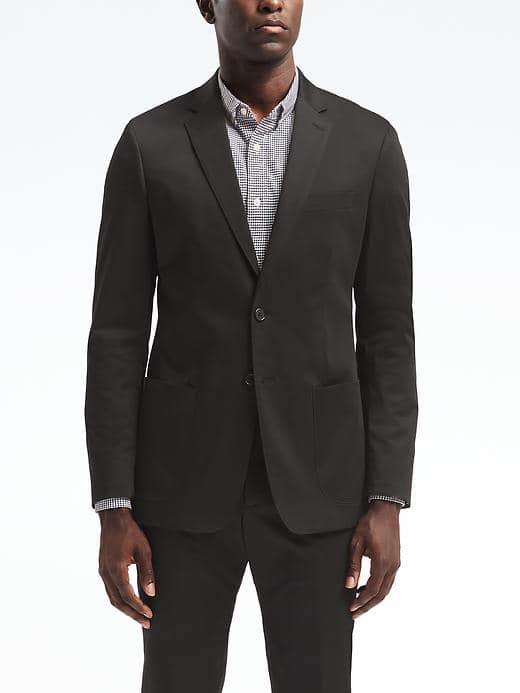Banana Republic Mens Slim Black Stretch Cotton Suit Jacket - Black