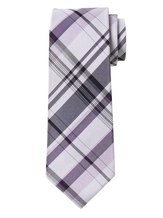 Banana Republic Mens Madras Plaid Cotton-silk Nanotex Tie Summer Lilac Size One Size