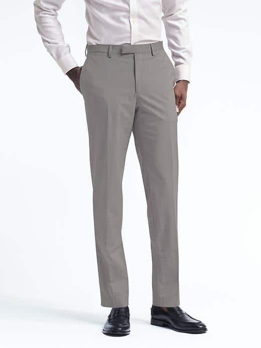 Banana Republic Mens Standard Light Gray Wool Cotton Suit Trouser - Gray Sky