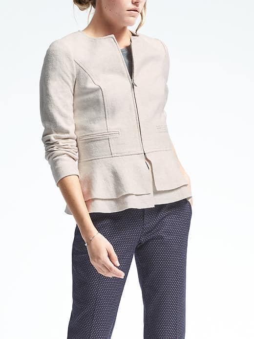 Banana Republic Womens Spacedye Wool Blend Peplum Jacket - Warm Stone