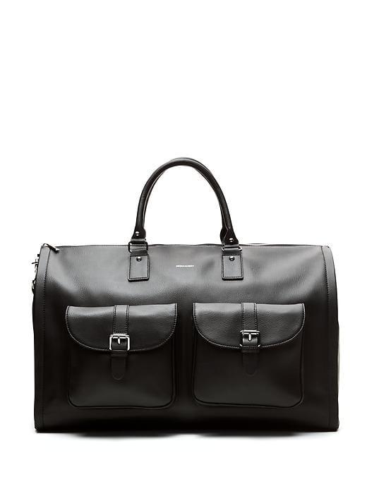Banana Republic Mens Hook & Albert   Classic Leather Garment Weekender Black Leather Size One Size