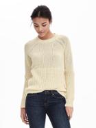 Banana Republic Mixed Stitch High/low Sweater Pullover Size L Petite - Ivory
