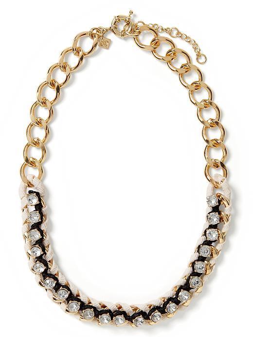 Banana Republic Woven Crystal Necklace - White/black