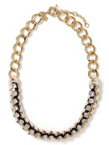 Banana Republic Woven Crystal Necklace - White/black