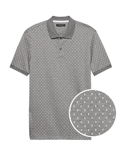 Banana Republic Mens Luxury-touch Print Polo Shirt Heather Gray Size Xxs