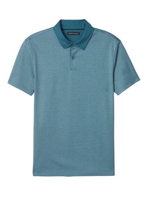 Banana Republic Mens Luxury Touch Diamond Jacquard Polo - Turquoise Powder