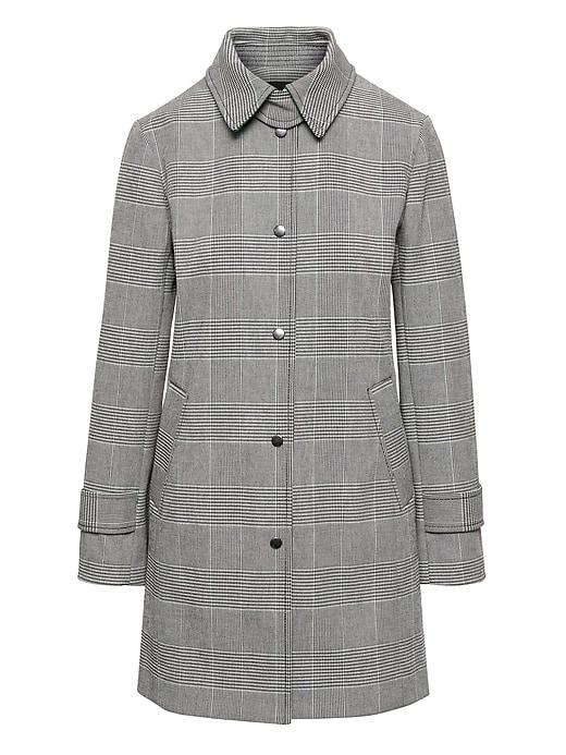 Banana Republic Womens Petite Italian Bonded Plaid Car Coat Plaid Size Xs