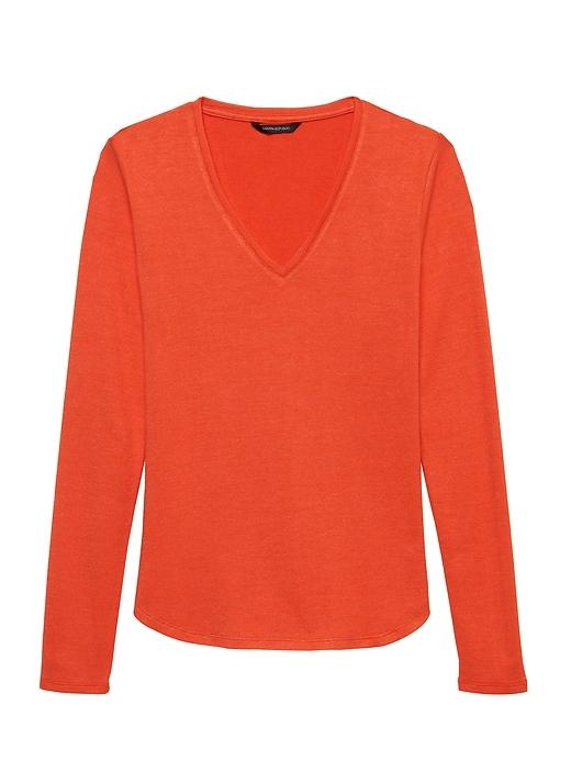 Banana Republic Womens Luxespun Long-sleeve V-neck T-shirt Orange Size S