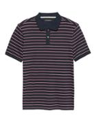 Banana Republic Mens Slim Luxury-touch Allover Stripe Polo Shirt Navy Blue Size M