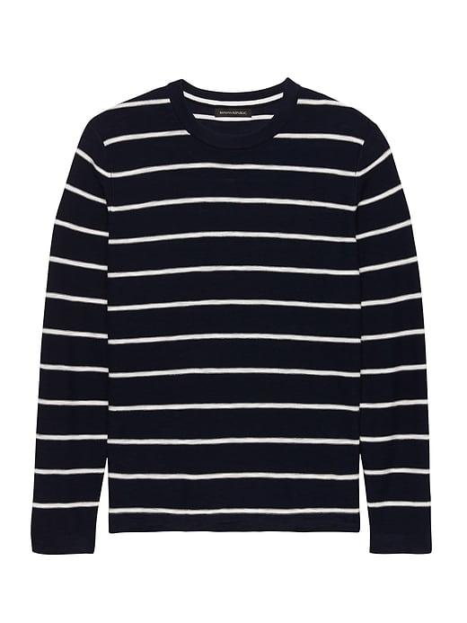 Banana Republic Mens Cotton Stripe Crew-neck Sweater Navy Size L