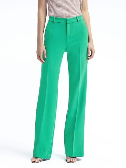 Banana Republic Womens Blake Fit Wide Leg Pant - Green