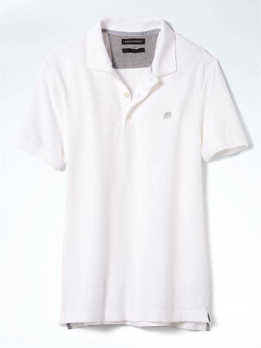 Banana Republic Mens Slim Signature Pique Polo - White