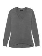 Banana Republic Womens Supersoft Cotton Blend V-neck Sweater Heather Charcoal Size M