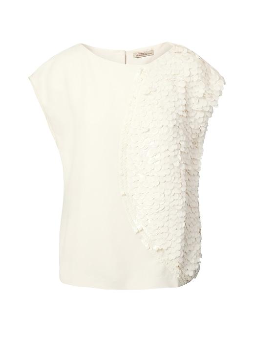 Banana Republic Womens Heritage Asymmetrical Sequin Top - White