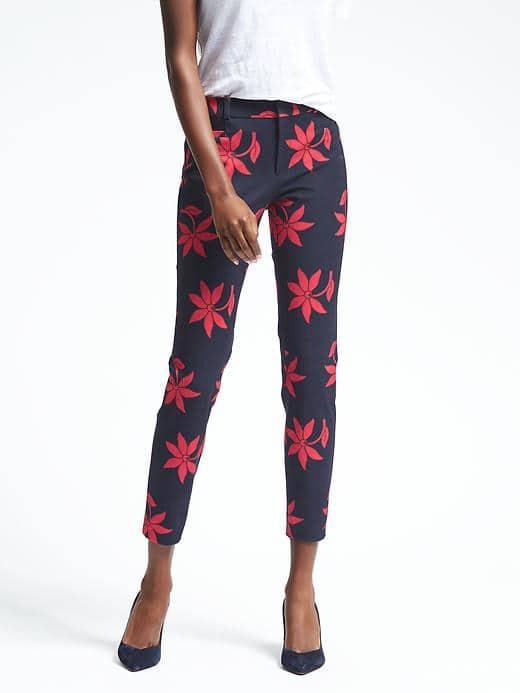 Banana Republic Sloan Fit Floral Print Pant - Red Print