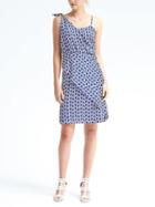 Banana Republic Womens Print Tie Shoulder Dress - Br Geo Print Blue