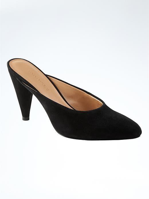 Banana Republic Cone Heel Mule - Black Suede