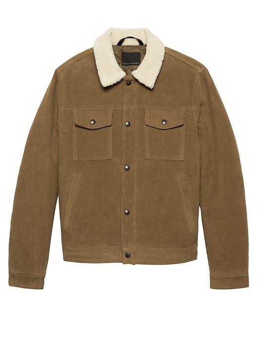 Banana Republic Mens Sherpa Trucker Jacket Tobacco Size M