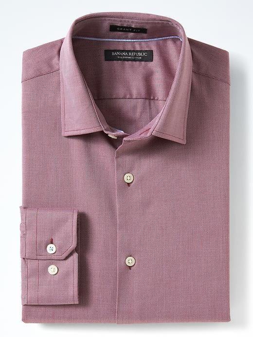 Banana Republic Mens Grant Fit Supima Cotton Texture Shirt - Fire Red