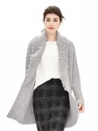 Banana Republic Womens Fringe Collar Cable Knit Sweater Coat Size L - Gray