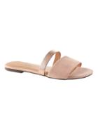 Banana Republic Womens Double-strap Slide Pink Sundown Suede & Rose Gold Leather Size 7 1/2