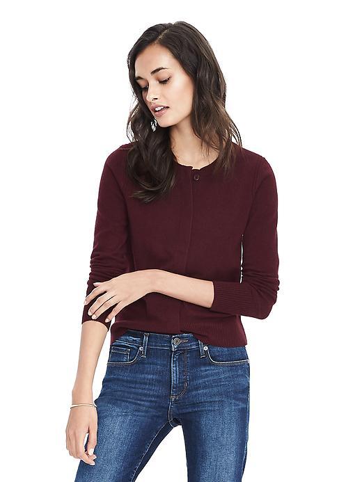 Banana Republic Womens Italian Cashmere Blend Crew Cardigan - Bordeaux Kiss
