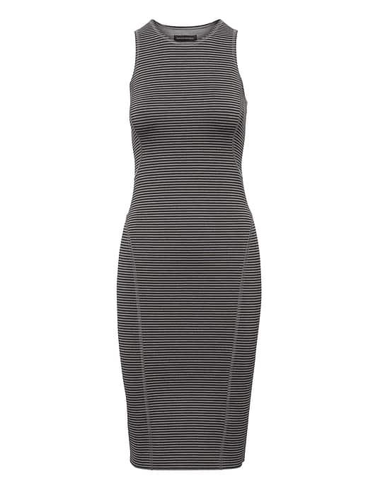 Banana Republic Womens Life In Motion Reversible Stripe Neoprene Pencil Dress Gray Stripe Size Xl