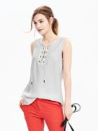Banana Republic Lace Up Sleeveless Top Size L Petite - Cocoon
