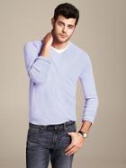 Banana Republic Silk Cotton Cashmere Vee Pullover Size L - Amethyst Chalk