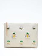 Banana Republic Pineapple Large Zip Pouch - Ivory