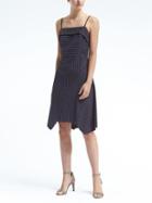 Banana Republic Womens Pinstripe Strappy Handkerchief Hem Fit And Flare Dress - Navy Pinstripe