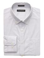 Banana Republic Mens New Slim-fit Tech-stretch Cotton Windowpane Shirt White Size S