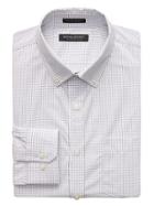 Banana Republic Mens New Slim-fit Tech-stretch Cotton Windowpane Shirt White Size S