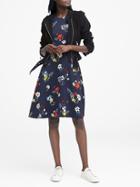Banana Republic Womens Petite Floral Racer-neck Fit-and-flare Dress Blue Print Size 0