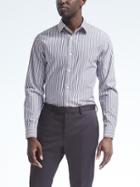 Banana Republic Mens Grant Fit Non Iron Multi Stripe Shirt - Navy Peony