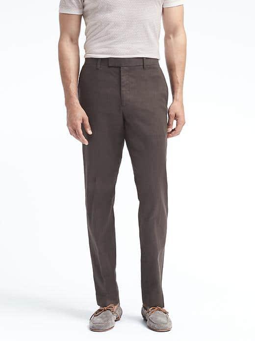 Banana Republic Mens Standard Solid Linen Blend Stretch Pant - Dark Gray