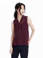 Banana Republic Womens Sleeveless Lace Tie Neck Top Size M - Secret Plum