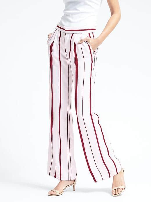 Banana Republic Womens Stripe Wide Leg Pant - Red Stripe