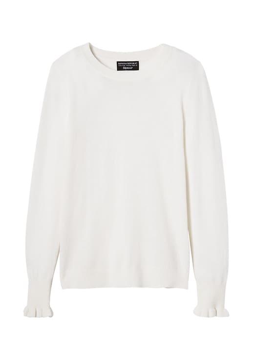 Banana Republic Womens Italian Superloft Ruffle Cuff Crew Cocoon Size Xl